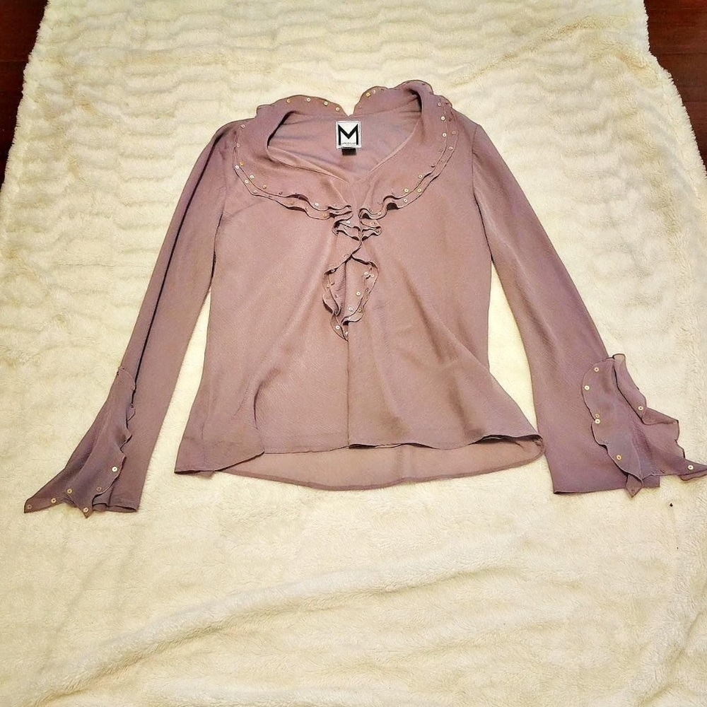 Marc Bouwer Ruffled Purple Top